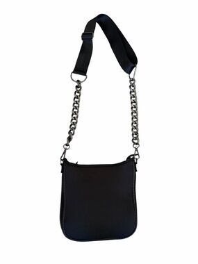 Haute Shore Black Neoprene Perforated Shoulder Strap Bag with extra Strap